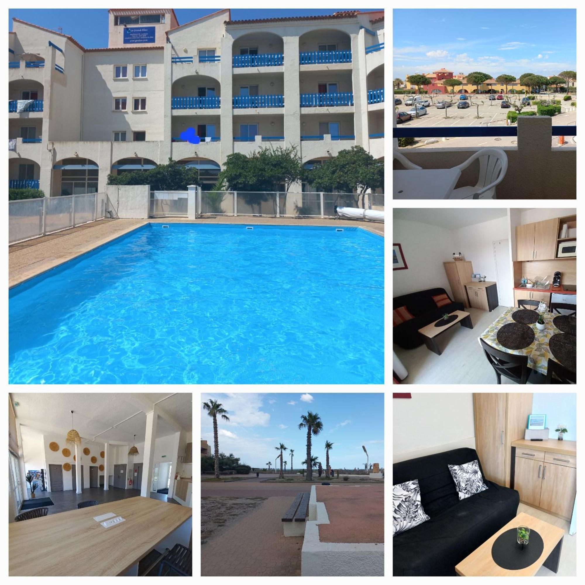 Coquet Studio 4 Pers, Piscine,Clim Mobile, Plage A 300 M,A 5Min A Pied Du Lydia Ле Баркарес Экстерьер фото